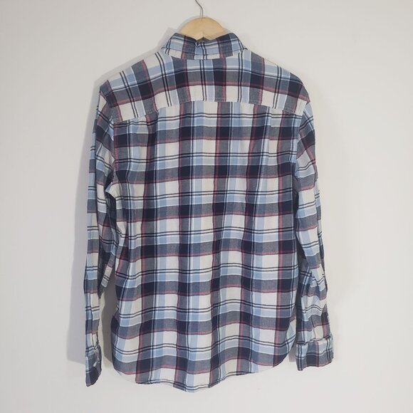 American Eagle Mens Blue Plaid‎ Button-Up Long Sleeve Shirt Size Large Cotton - Picture 2 of 6
